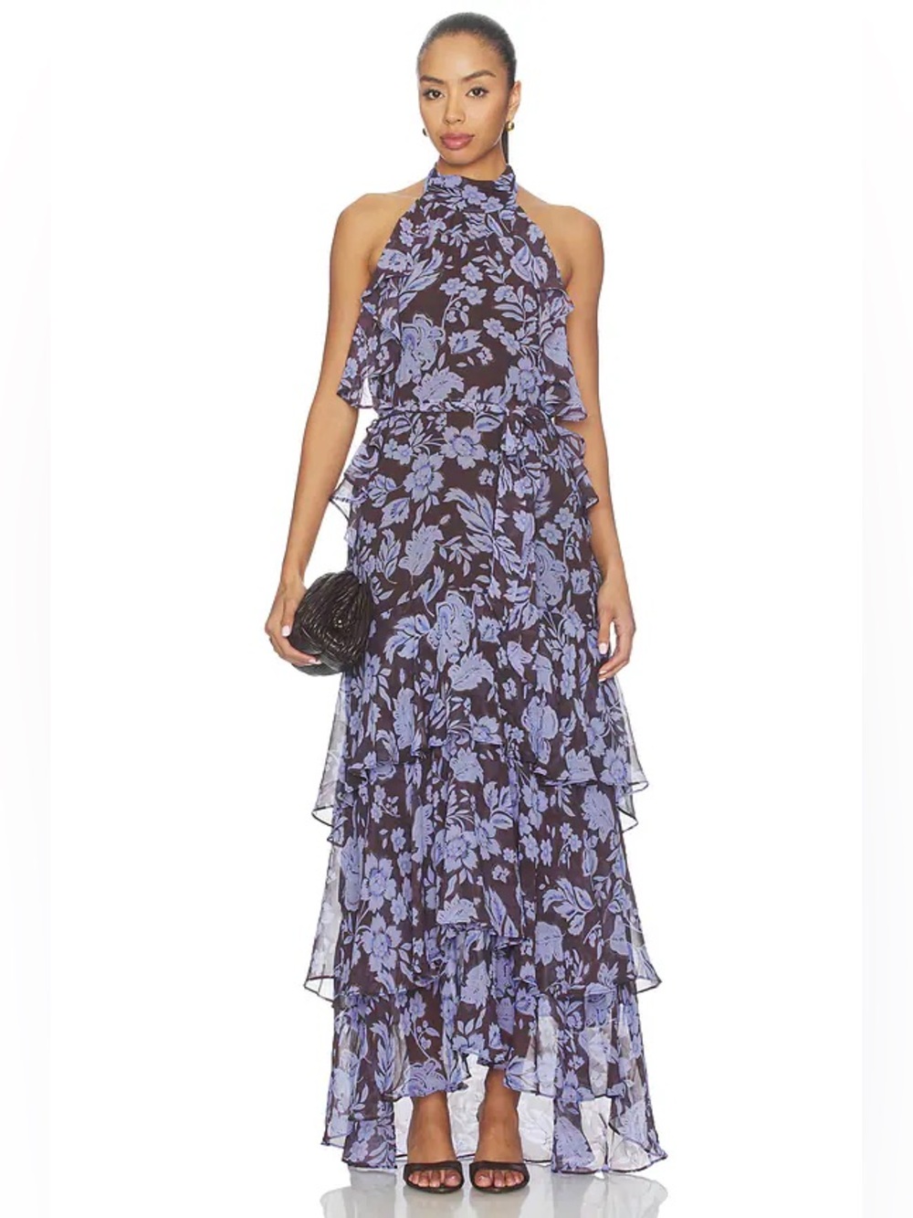 ASTR the Label Lae Dress in Blue Brown Floral